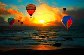 Balloon Hot Air Ocean Sunset